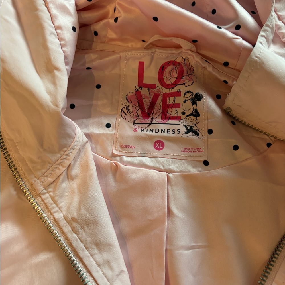 Disney Store Minnie Mouse "Love & Kindness" hooded jacket pink XL women’s - Picture 3 of 6